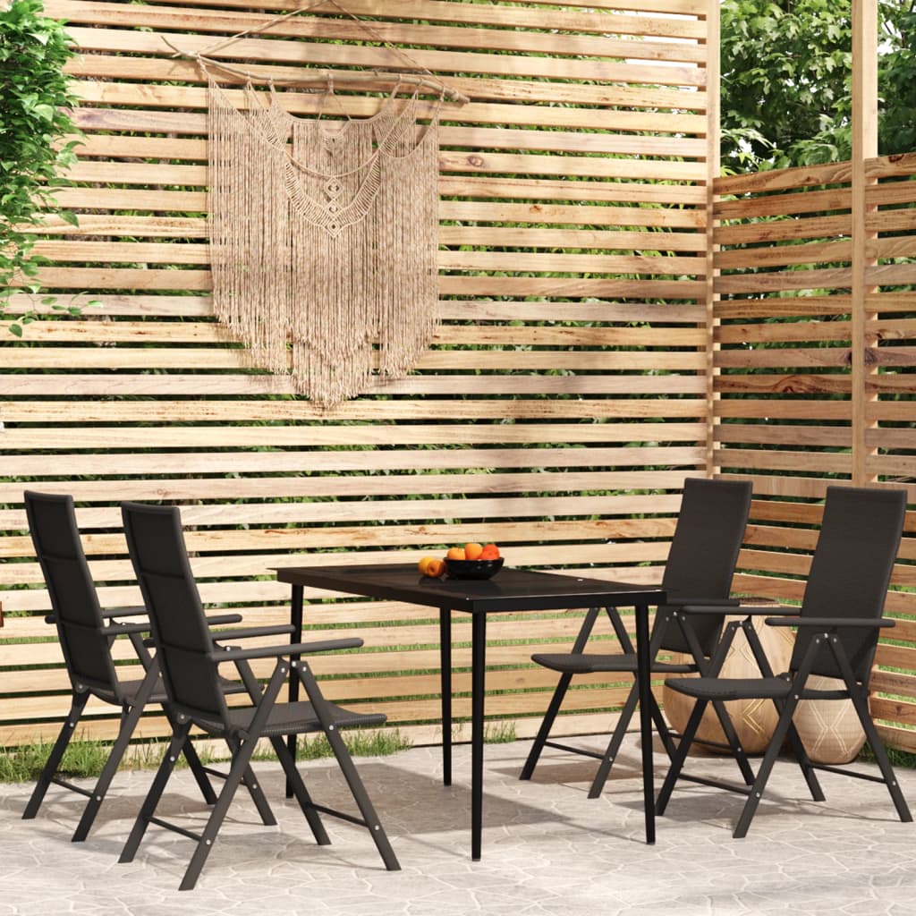 vidaXL Set da Pranzo da Giardino 5 pz Nero