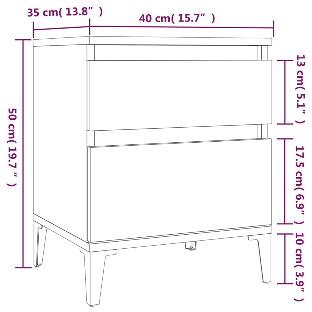 vidaXL Comodini 2 pz Rovere Sonoma 40x35x50 cm