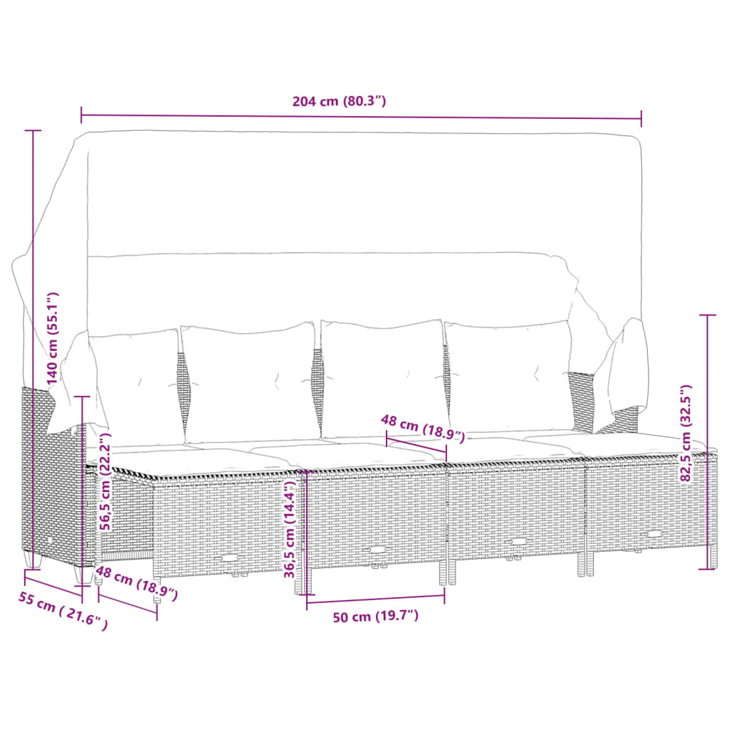 vidaXL Set Divano da Giardino 5 pz con Cuscini Grigio in Polyrattan