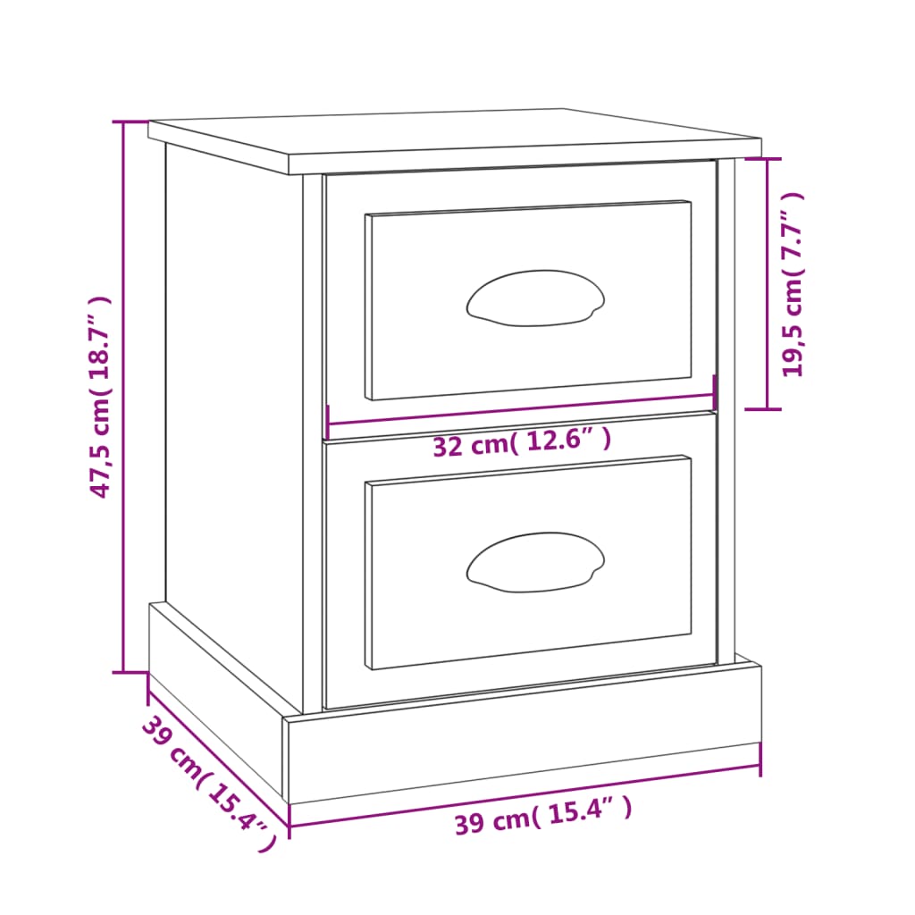 vidaXL Comodino Bianco Lucido 39x39x47,5 cm in Legno Multistrato