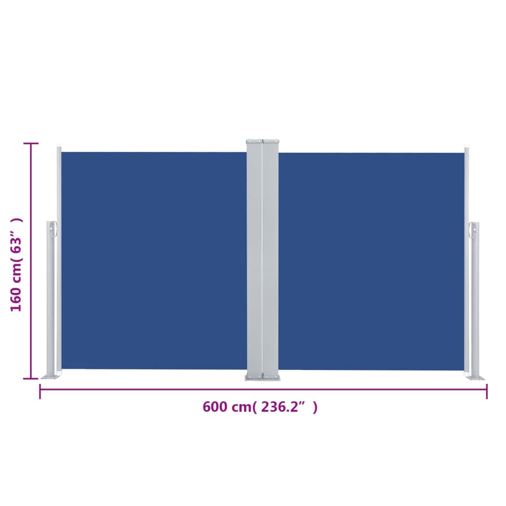 vidaXL Tenda da Sole Laterale Retrattile Blu 160x600 cm