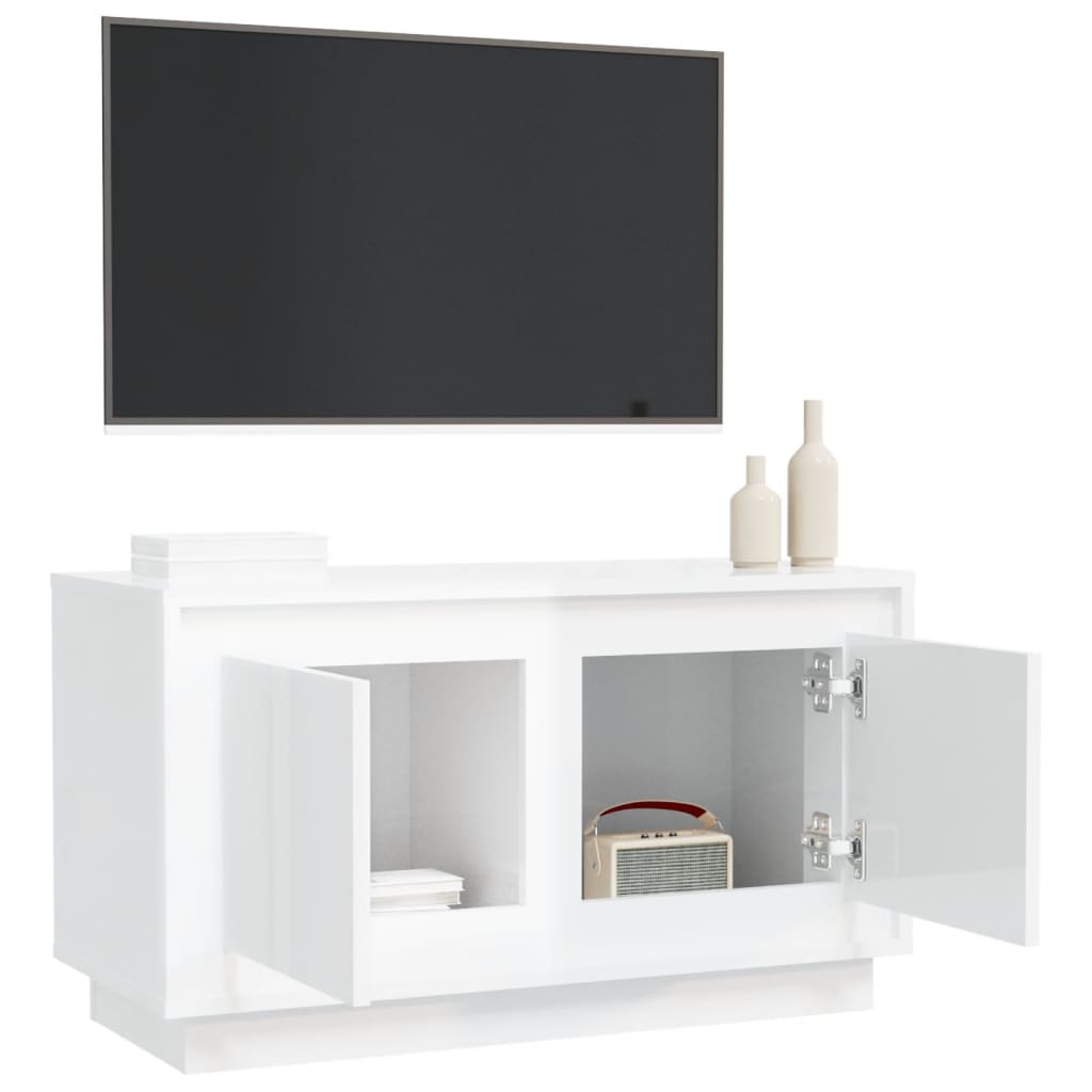 vidaXL Mobile Porta TV Bianco Lucido 80x35x45 cm in Legno Multistrato