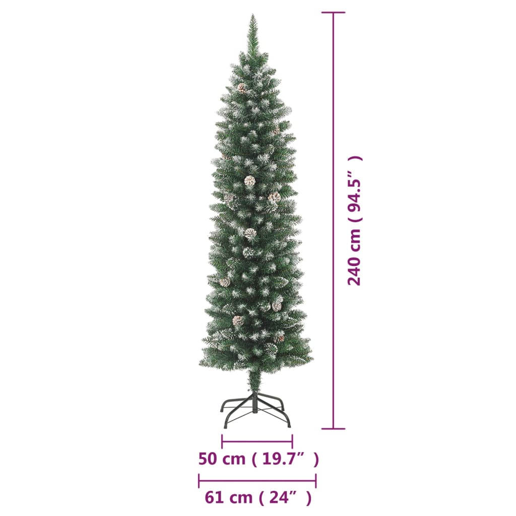 vidaXL Albero di Natale Artificiale Sottile con Base 240 cm PVC