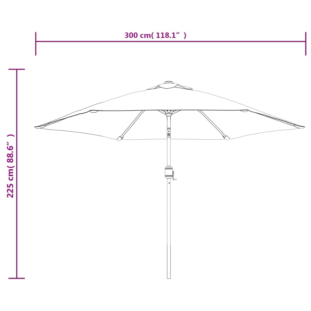 vidaXL vidaXL Ombrellone a Sbalzo da Giardino con LED 3 m Verde