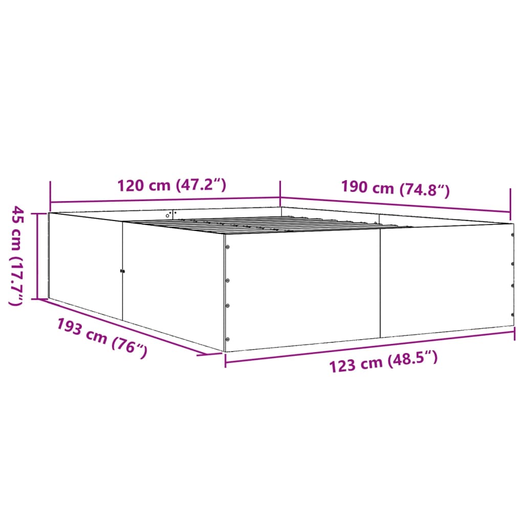 vidaXL Giroletto Rovere Fumo 120x190 cm in Legno Multistrato