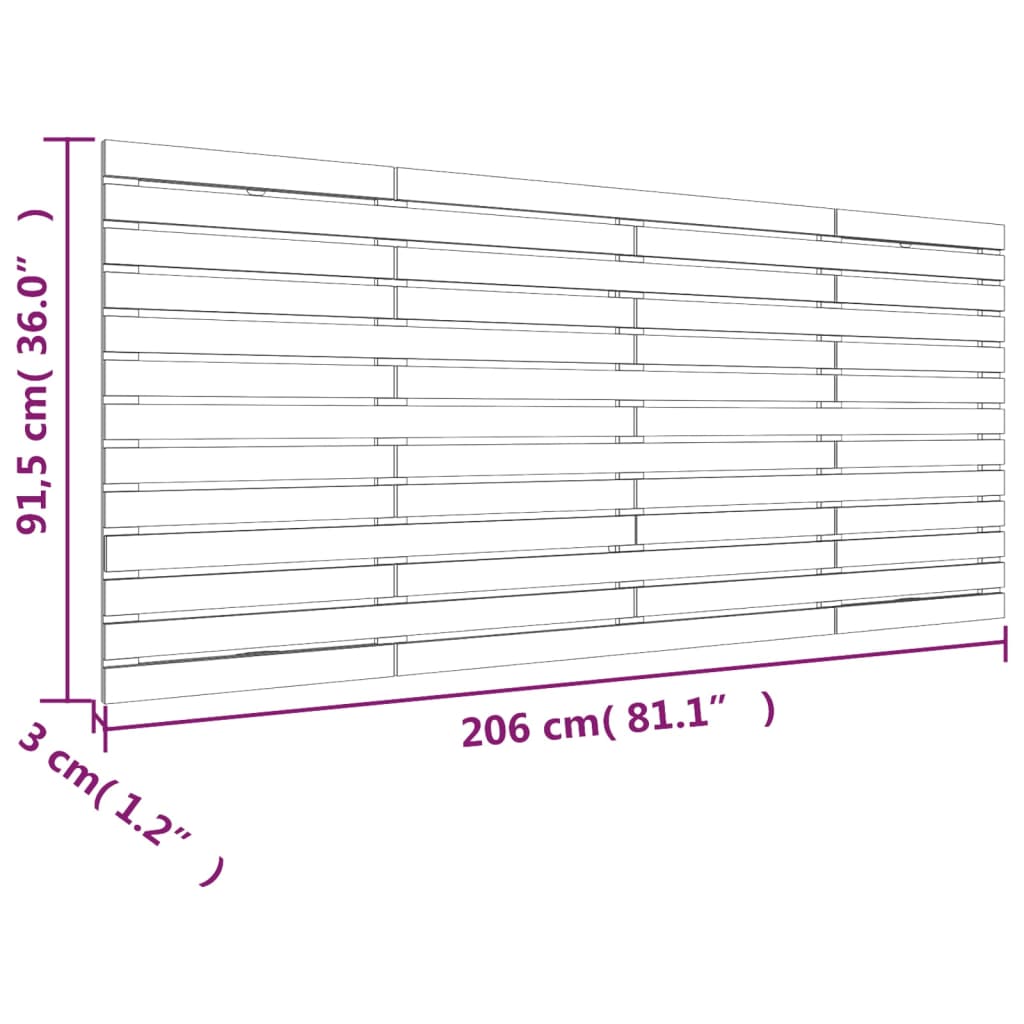 vidaXL Testiera da Parete Ambra 206x3x91,5cm in Legno Massello di Pino