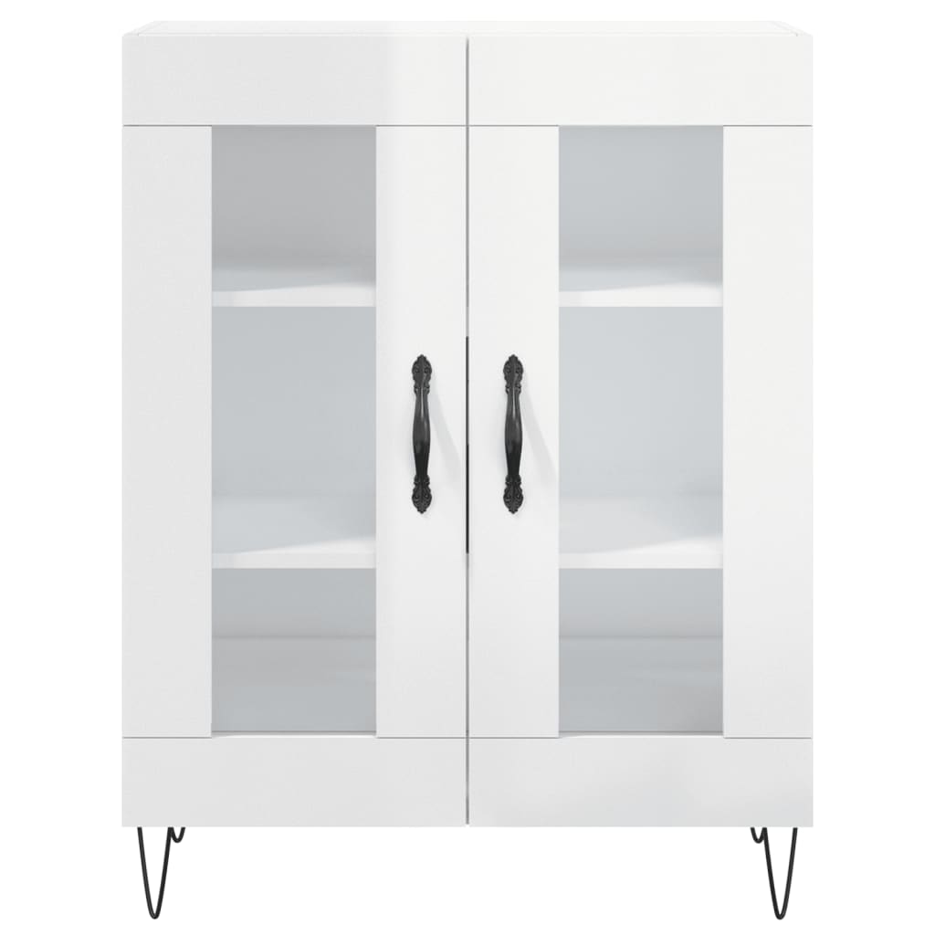 vidaXL Credenza 69,5x34x90 cm in Legno Multistrato Bianco Lucido