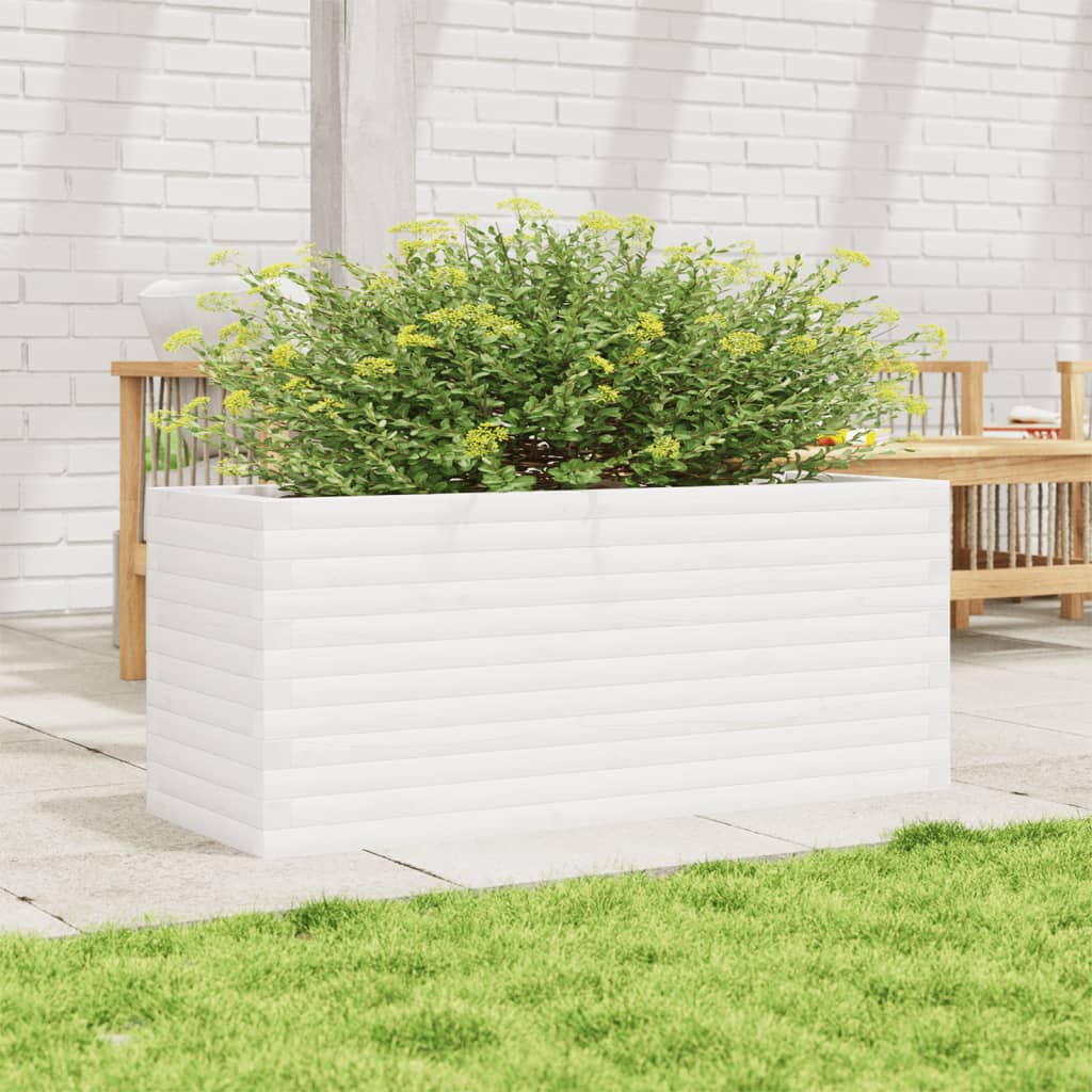 vidaXL Fioriera da Giardino Bianca 110x40x46 cm Legno Massello di Pino