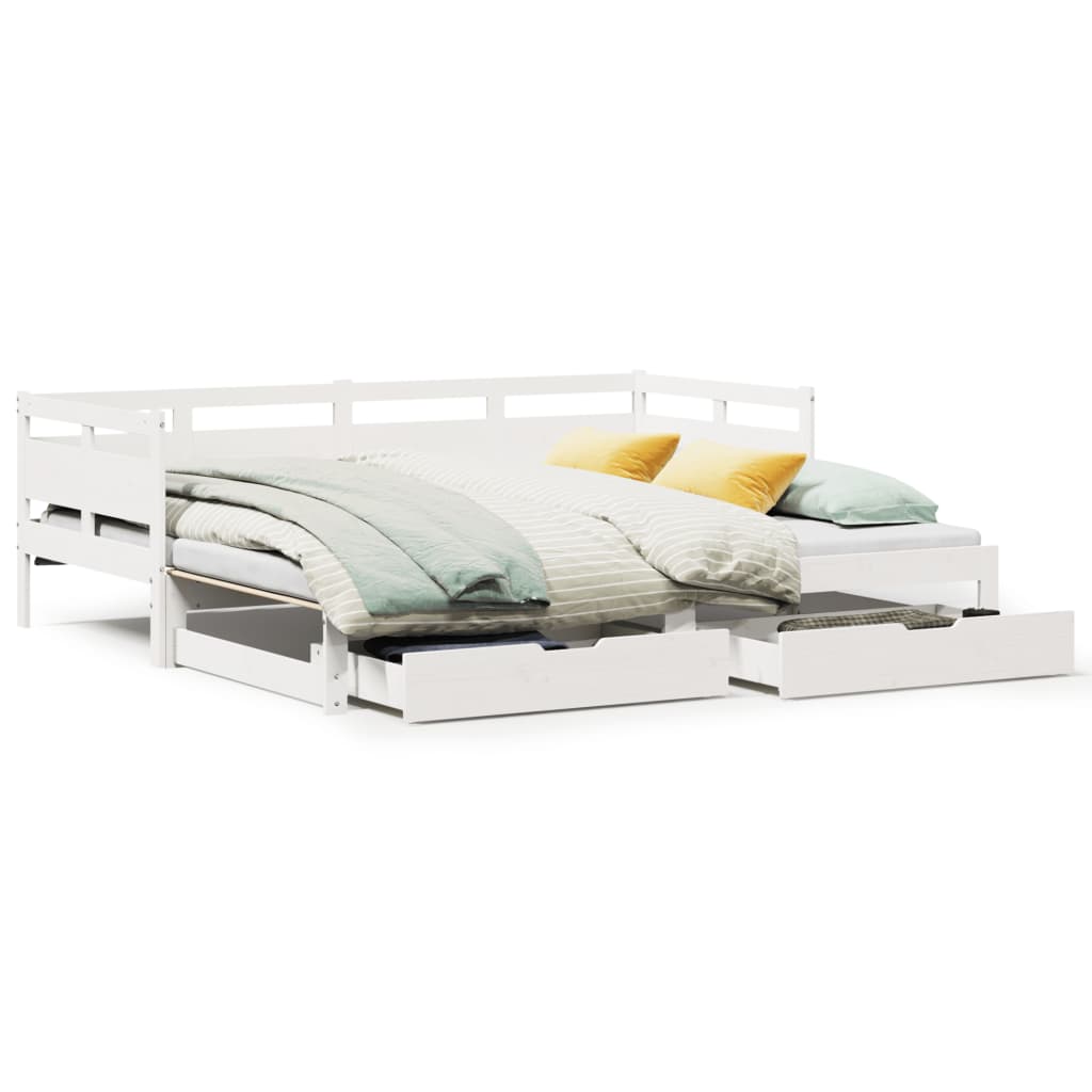 vidaXL Dormeuse Letto Estraibile e Cassetti Bianca 80x200cm Legno Pino