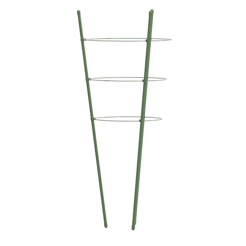 vidaXL Supporti Piante da Giardino con 3 Anelli 5pz Verde 60cm Acciaio