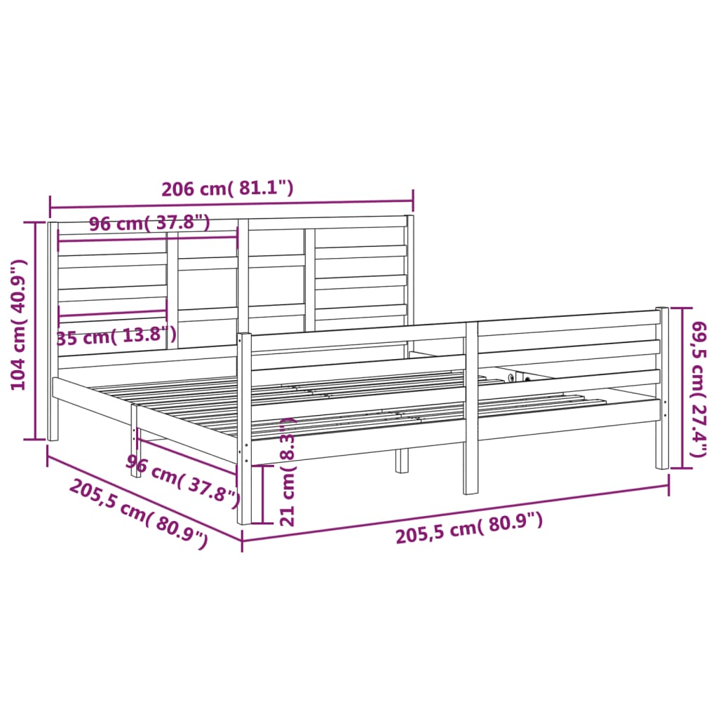 vidaXL Giroletto Nero in Legno Massello 200x200 cm