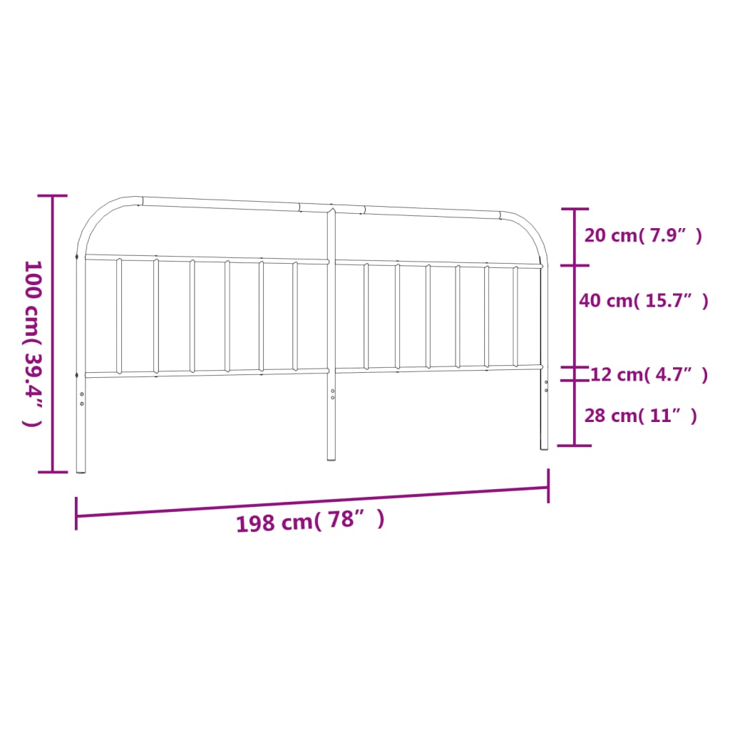 vidaXL Testiera in Metallo Bianco 193 cm