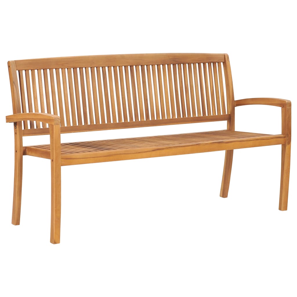 vidaXL Panchina da Giardino Impilabile e Cuscino 159cm Teak Massello