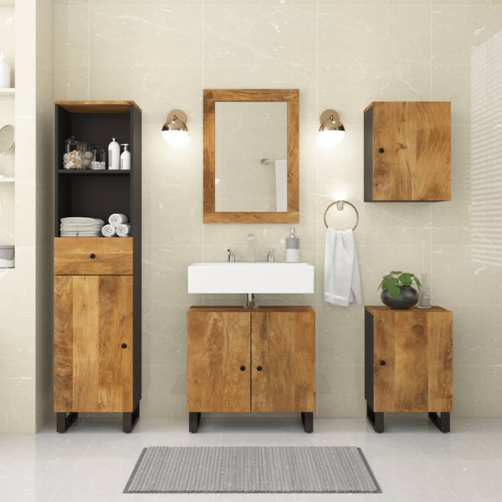 vidaXL Set Mobili da Bagno 5 pz in Legno Massello di Mango