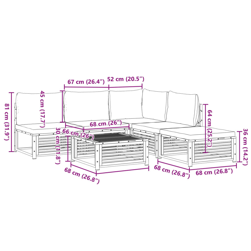 vidaXL Set Divano da Giardino 6 pz con Cuscini in Massello di Acacia