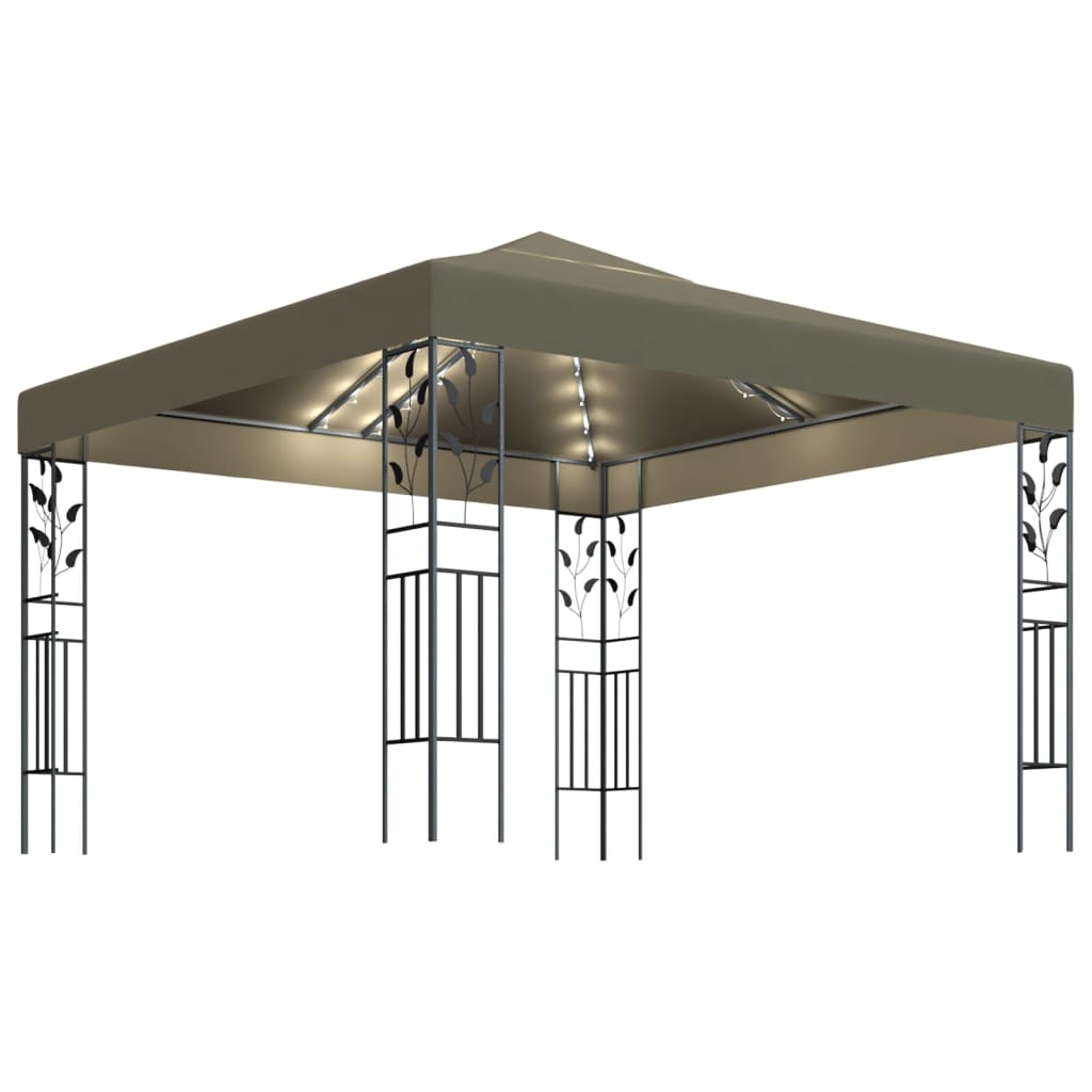 vidaXL Gazebo con Luci LED a Stringa 3x3 m Grigio Talpa