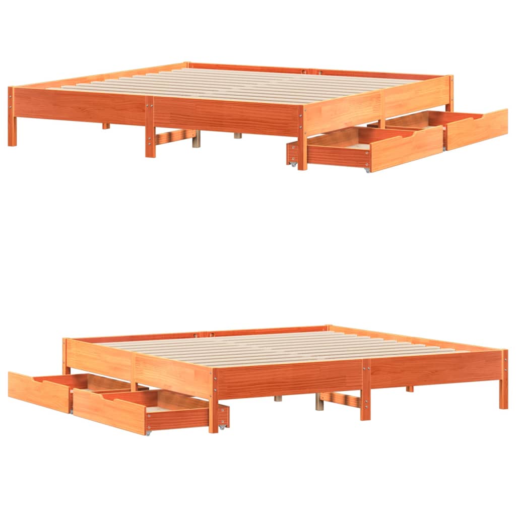 vidaXL Letto senza Materasso Marrone Cera 200x200 cm in Legno di Pino