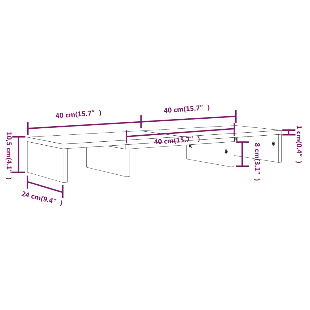 vidaXL Supporto per Monitor Ambrato 80x24x10,5 cm Legno Massello Pino