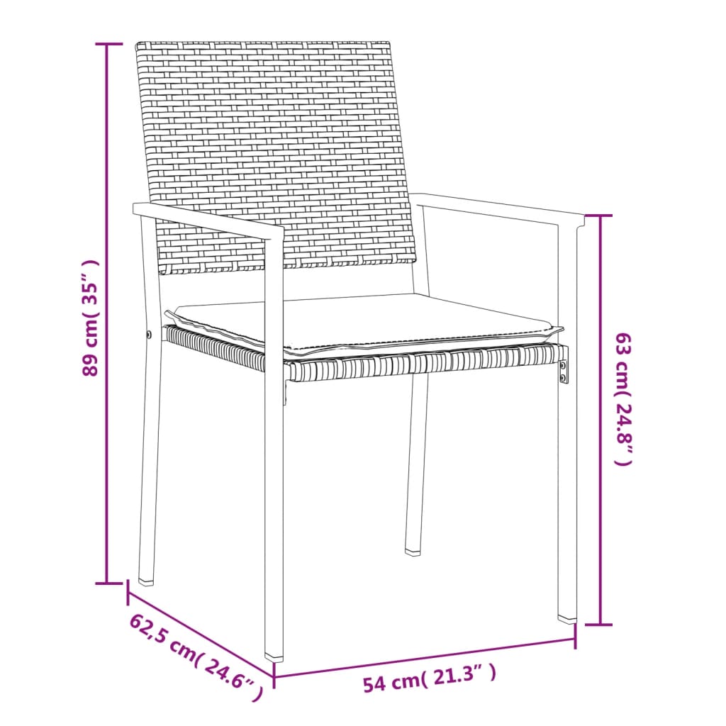 vidaXL Set Pranzo da Giardino 5pz con Cuscini in Polyrattan e Acciaio