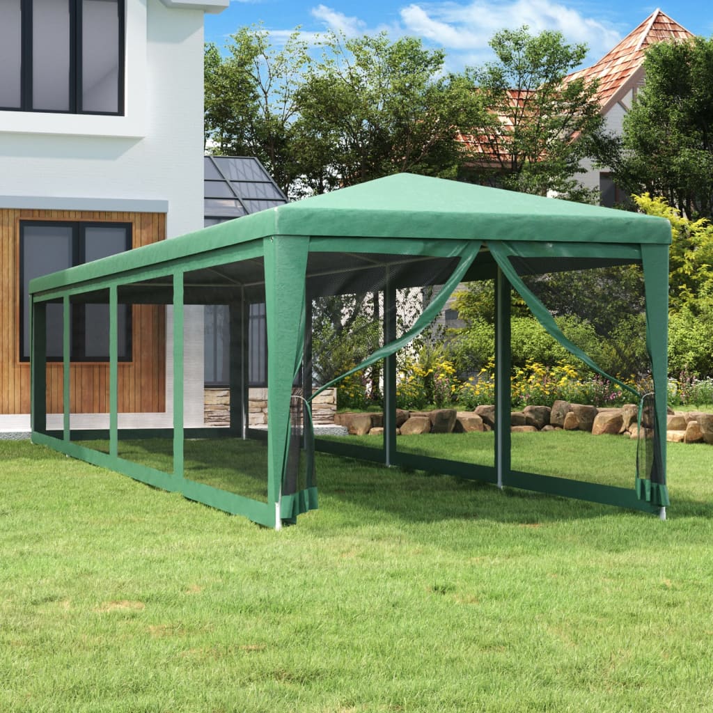 vidaXL Tenda per Feste con 10 Pareti Laterali in Rete Verde 3x12m HDPE