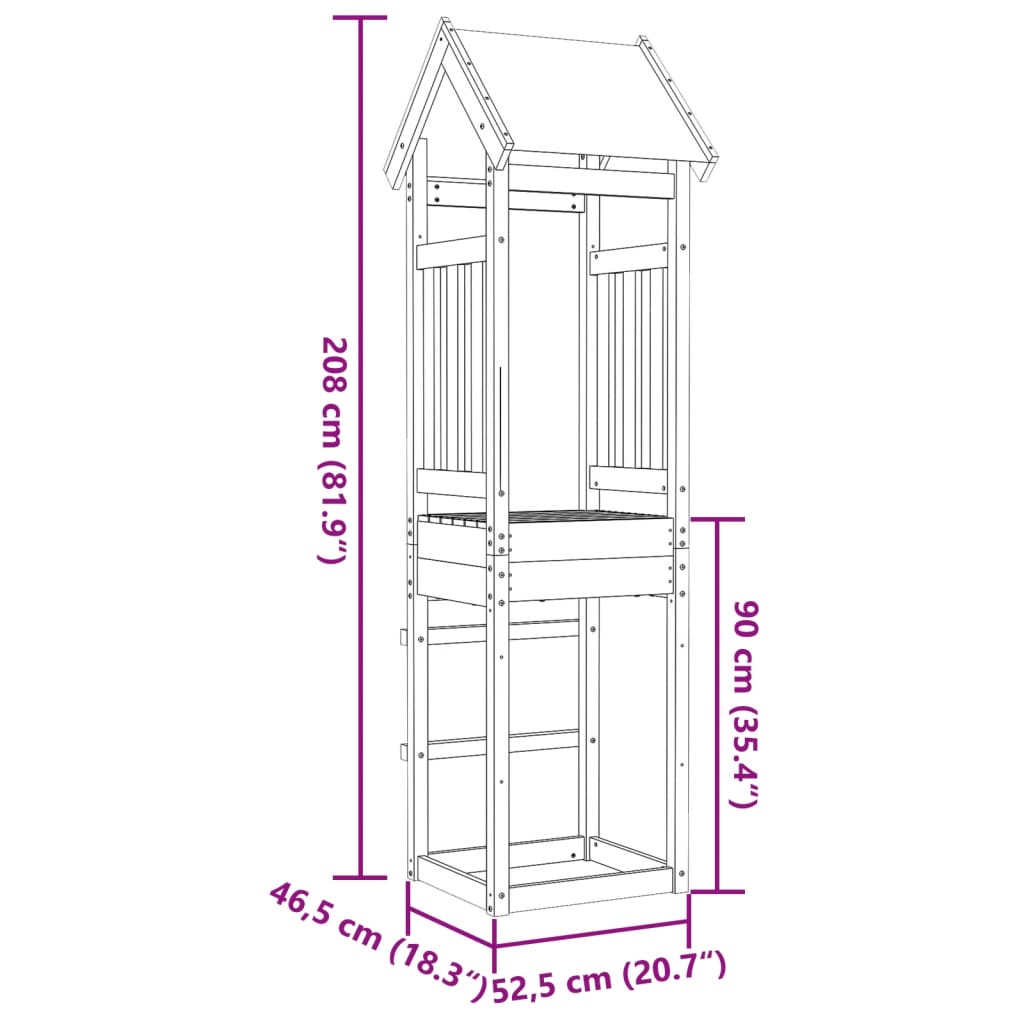 vidaXL Torre da Gioco 52,5x46,5x208 cm in Legno Massello di Pino