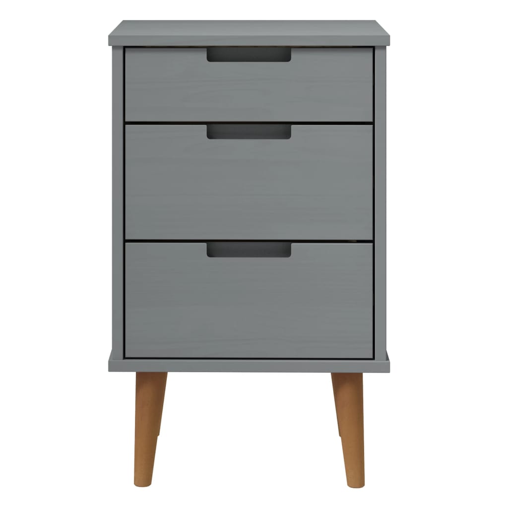 vidaXL Comodino MOLDE Grigio 40x35x65 cm in Legno Massello di Pino