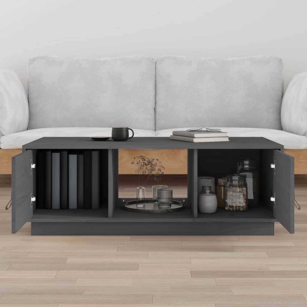 vidaXL Tavolino da Salotto Grigio 100x50x35 cm Legno Massello di Pino