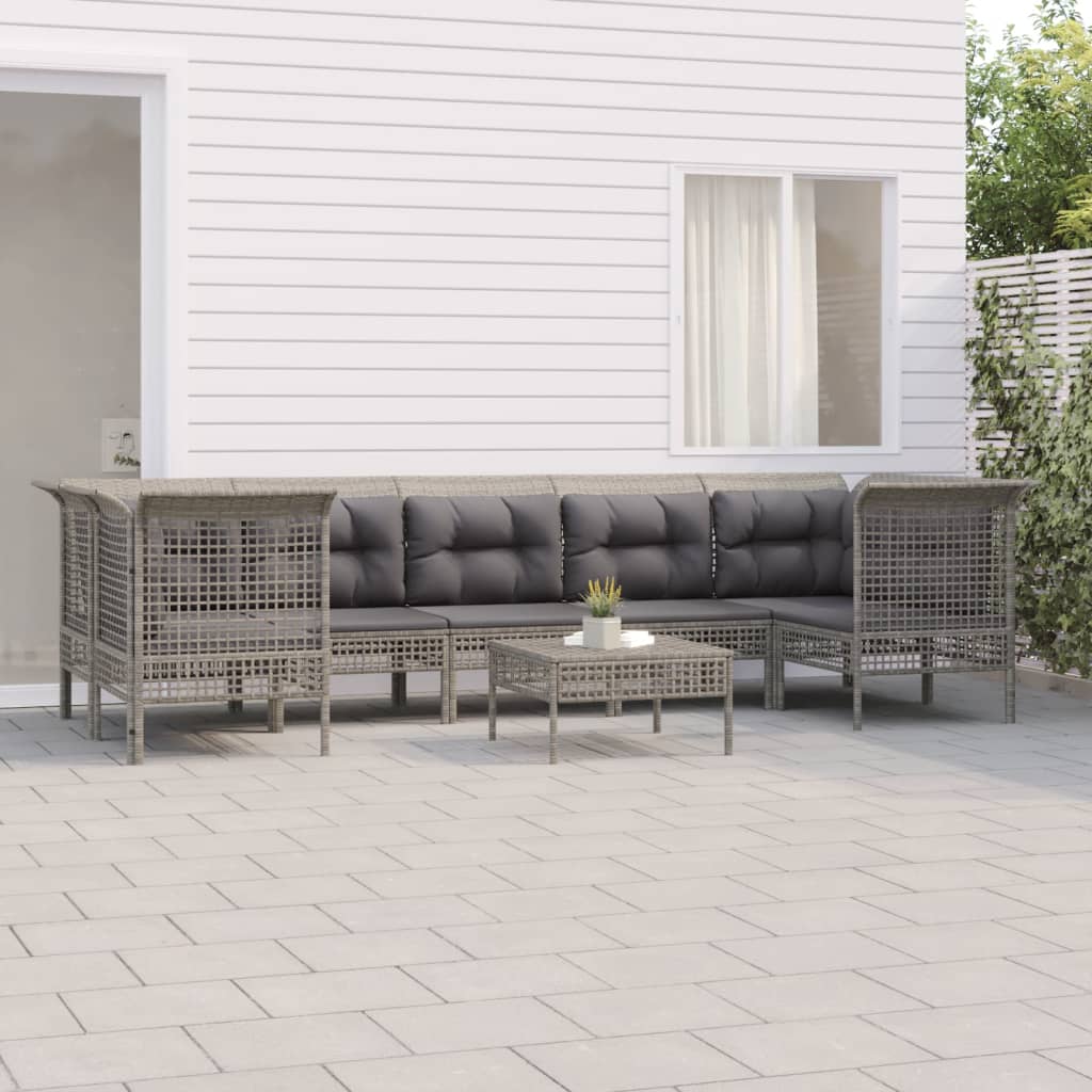 vidaXL Set Divani da Giardino 8 pz con Cuscini in Polyrattan Grigio