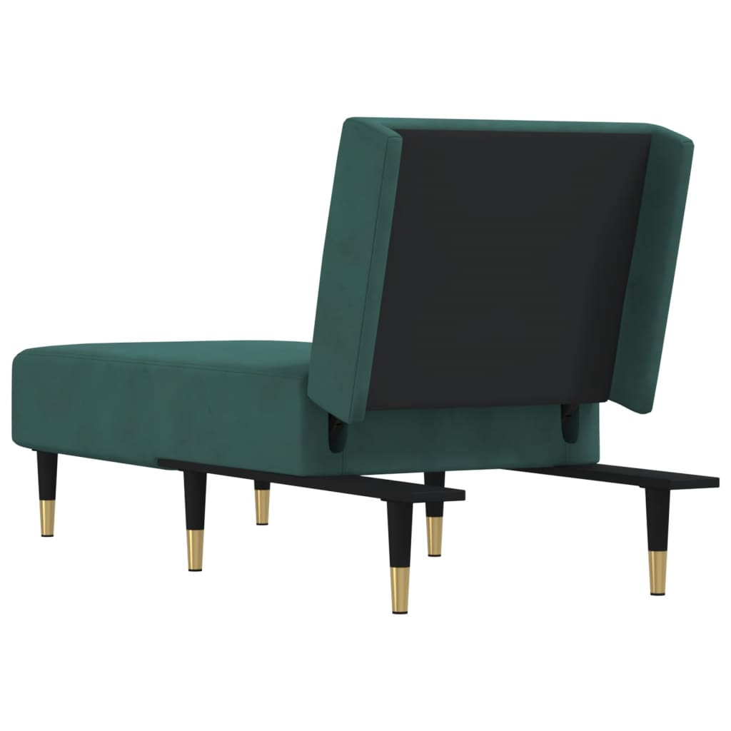 vidaXL Chaise Longue in Velluto Verde Scuro