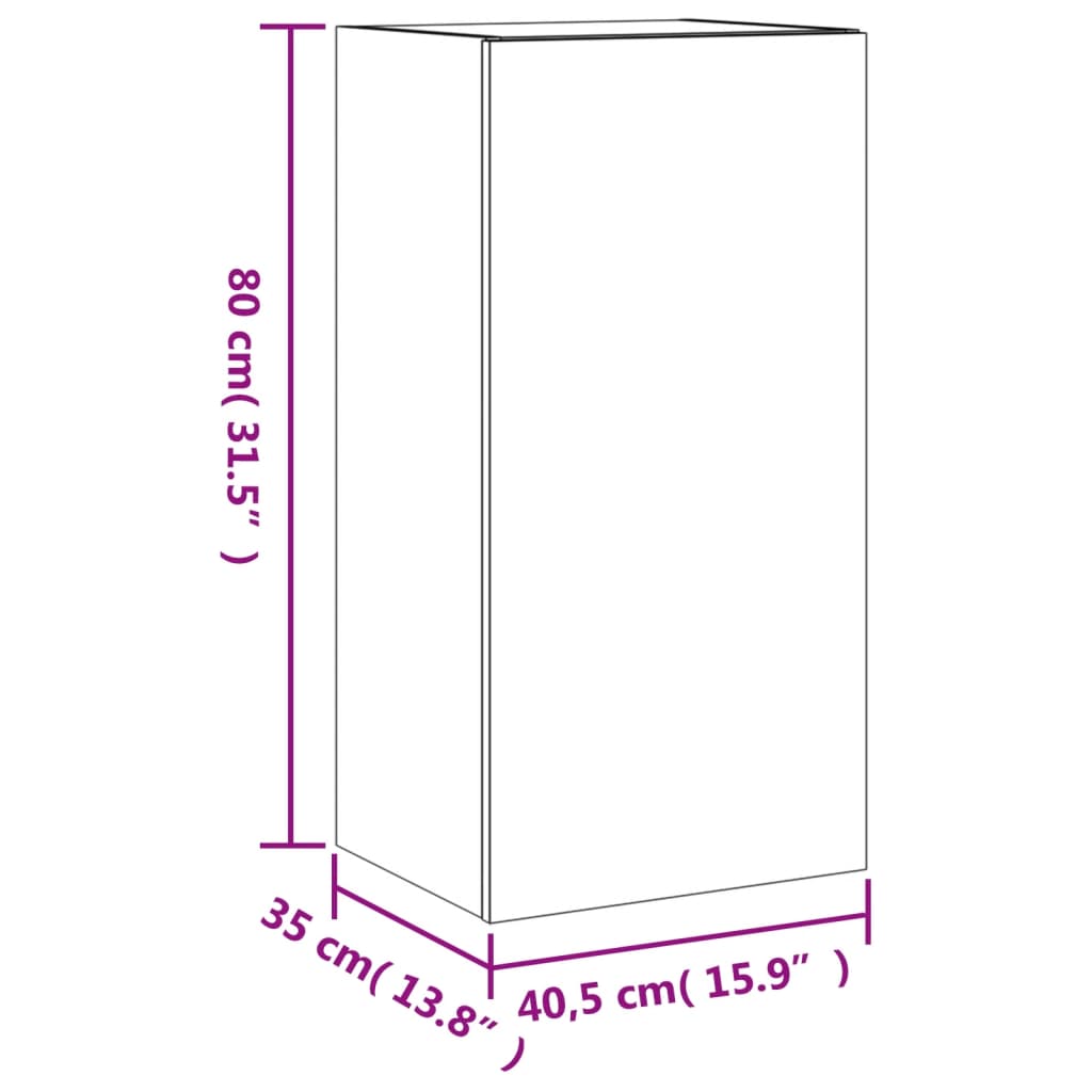 vidaXL Mobile TV a Parete con Luci LED Bianco 40,5x35x80 cm