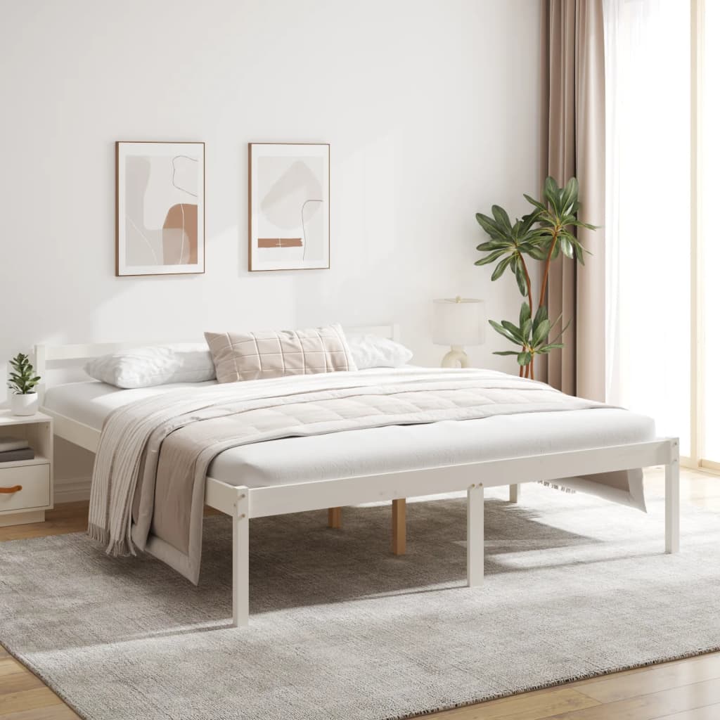 vidaXL Letto per Anziani Bianco 200x200 cm in Legno Massello di Pino