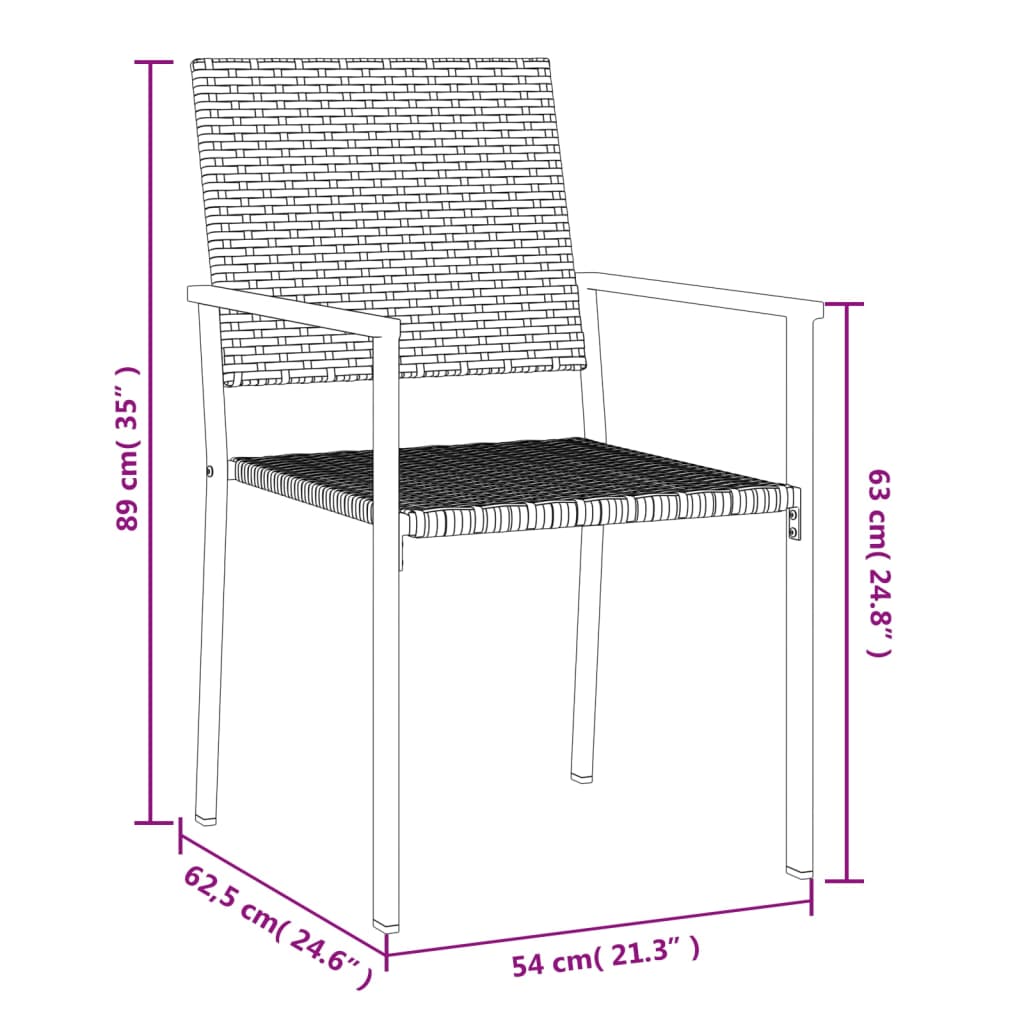 vidaXL Set da Pranzo da Giardino 7 pz in Polyrattan e Acciaio