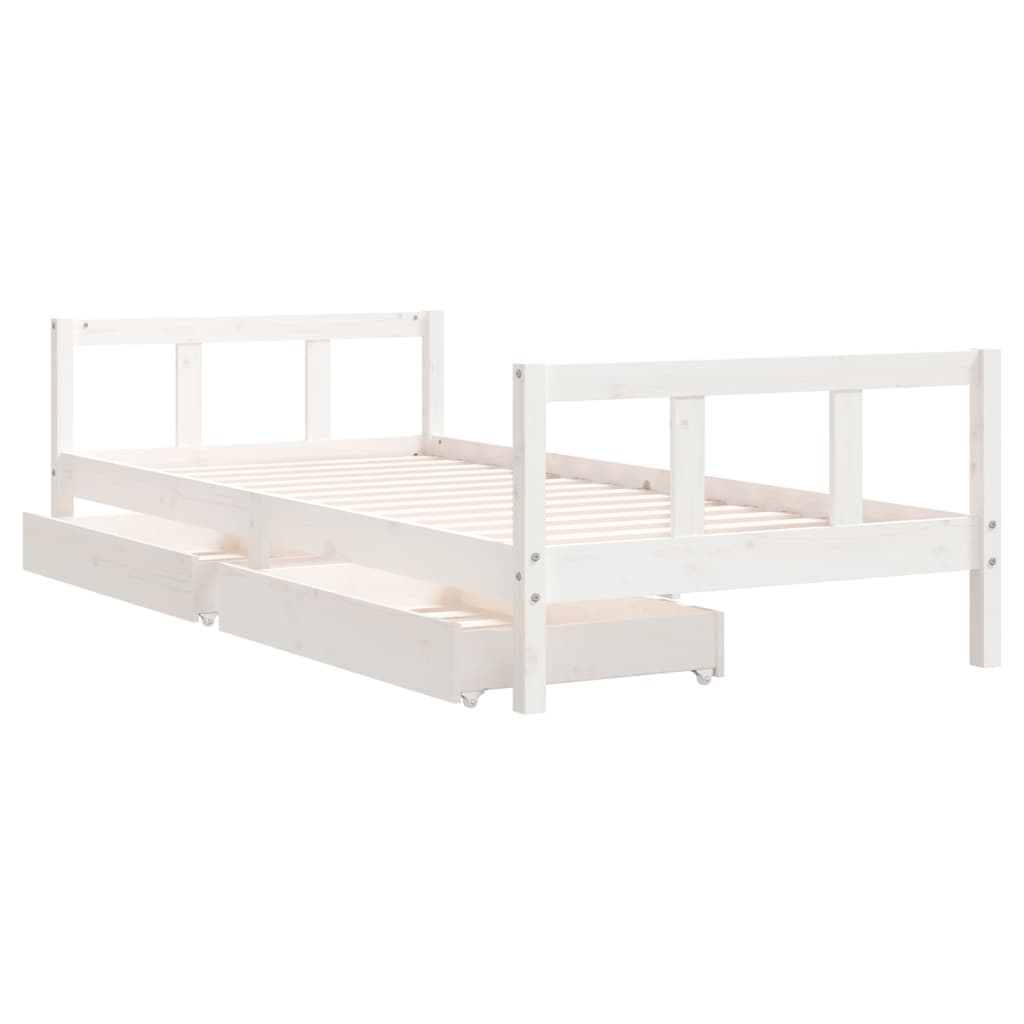 vidaXL Giroletto Bambini con Cassetti Bianco 90x200cm Massello di Pino