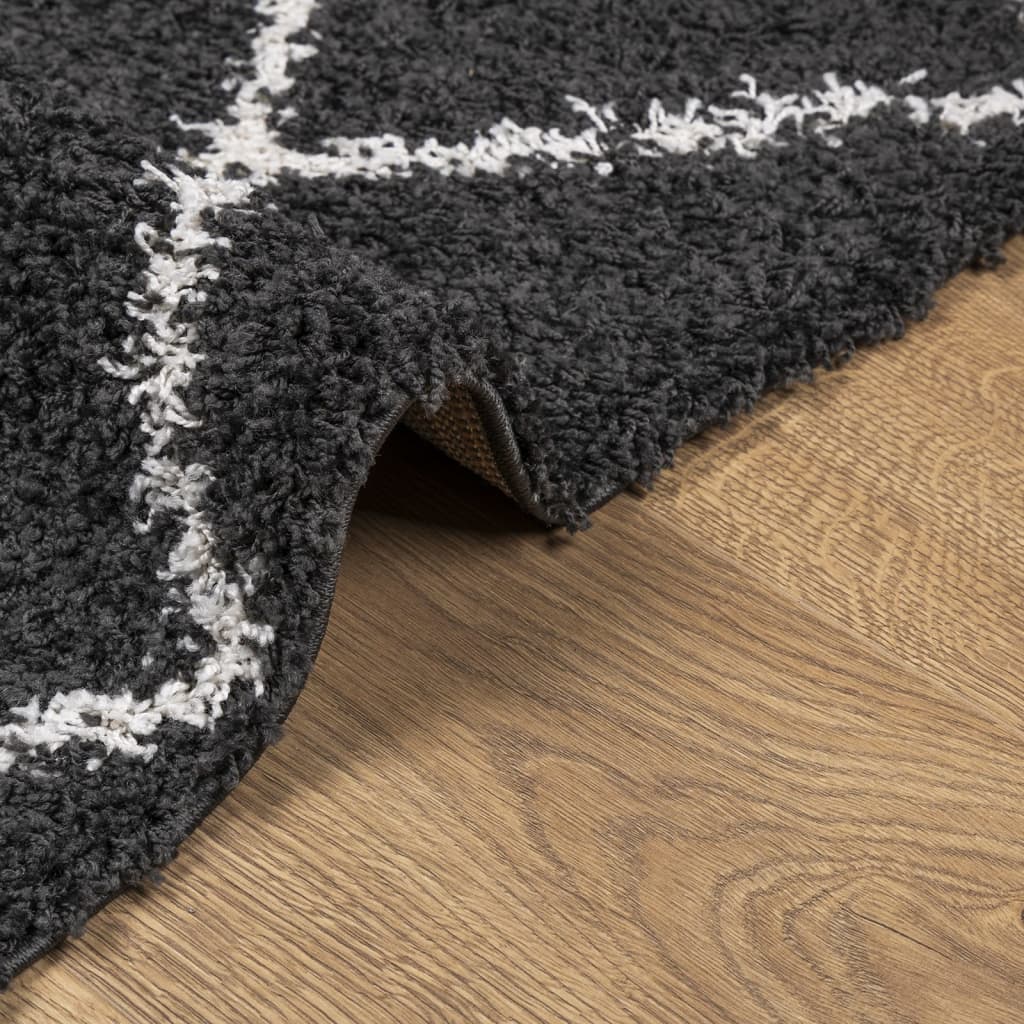 vidaXL Tappeto Shaggy PAMPLONA a Pelo Lungo Nero e Crema 120x120 cm