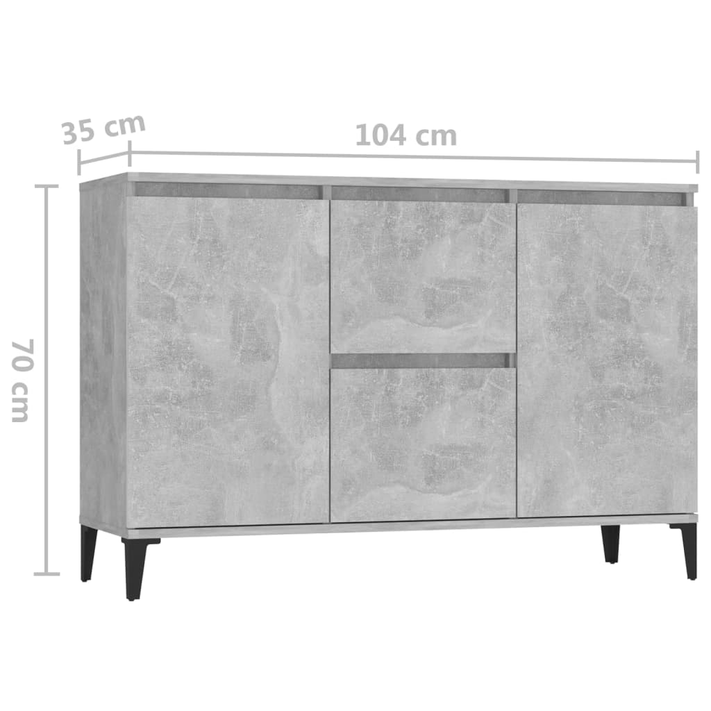 vidaXL Credenza Grigio Cemento 104x35x70 cm in Legno Multistrato