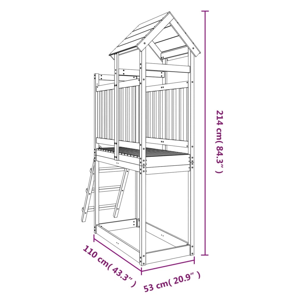 vidaXL Set da Gioco da Esterno 53x110x214 cm in Legno Massello di Pino