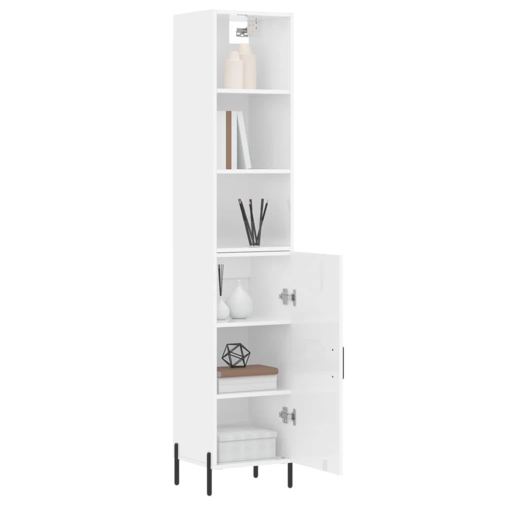 vidaXL Credenza 34,5x34x180 cm in Legno Multistrato Bianco Lucido