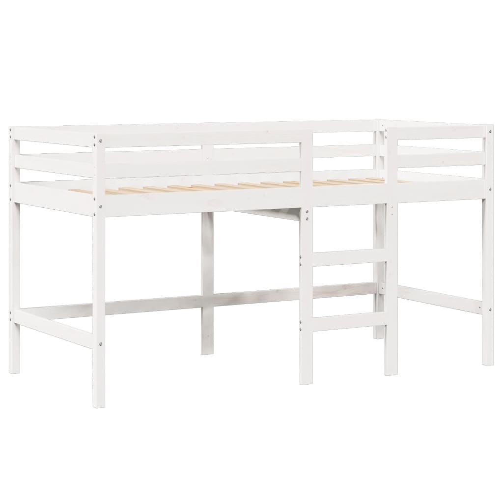 vidaXL Letto Soppalco con Scala e Tetto Bianco 80x200 cm Massello Pino