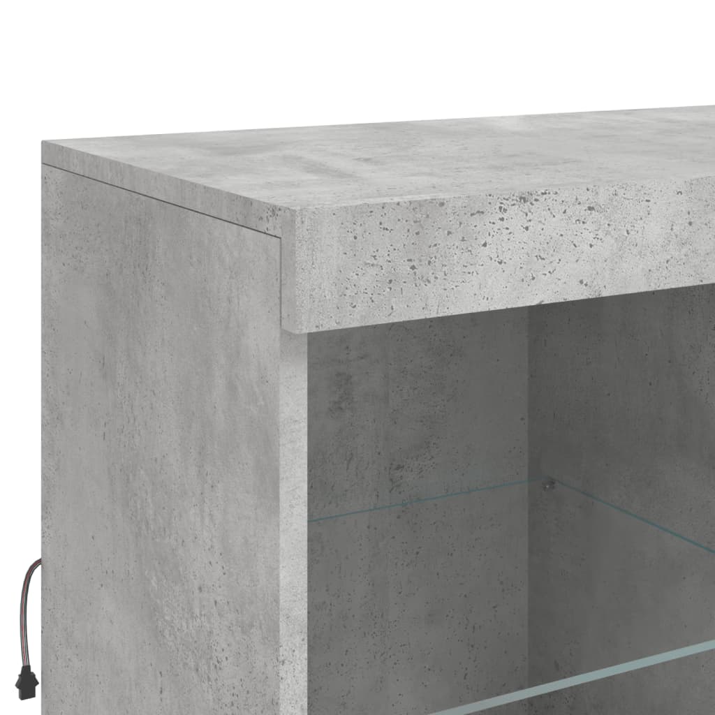 vidaXL Credenza con Luci LED Grigio Cemento 283x37x100 cm