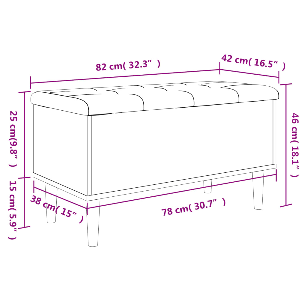 vidaXL Panca Portaoggetti Grigio Cemento 82x42x46 cm Legno Multistrato