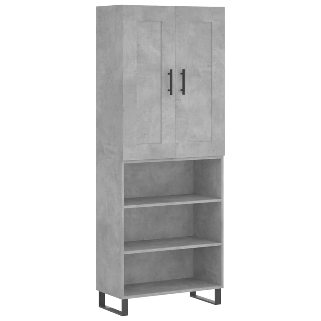 vidaXL Credenza Grigio Cemento 69,5x34x180 cm in Legno Multistrato