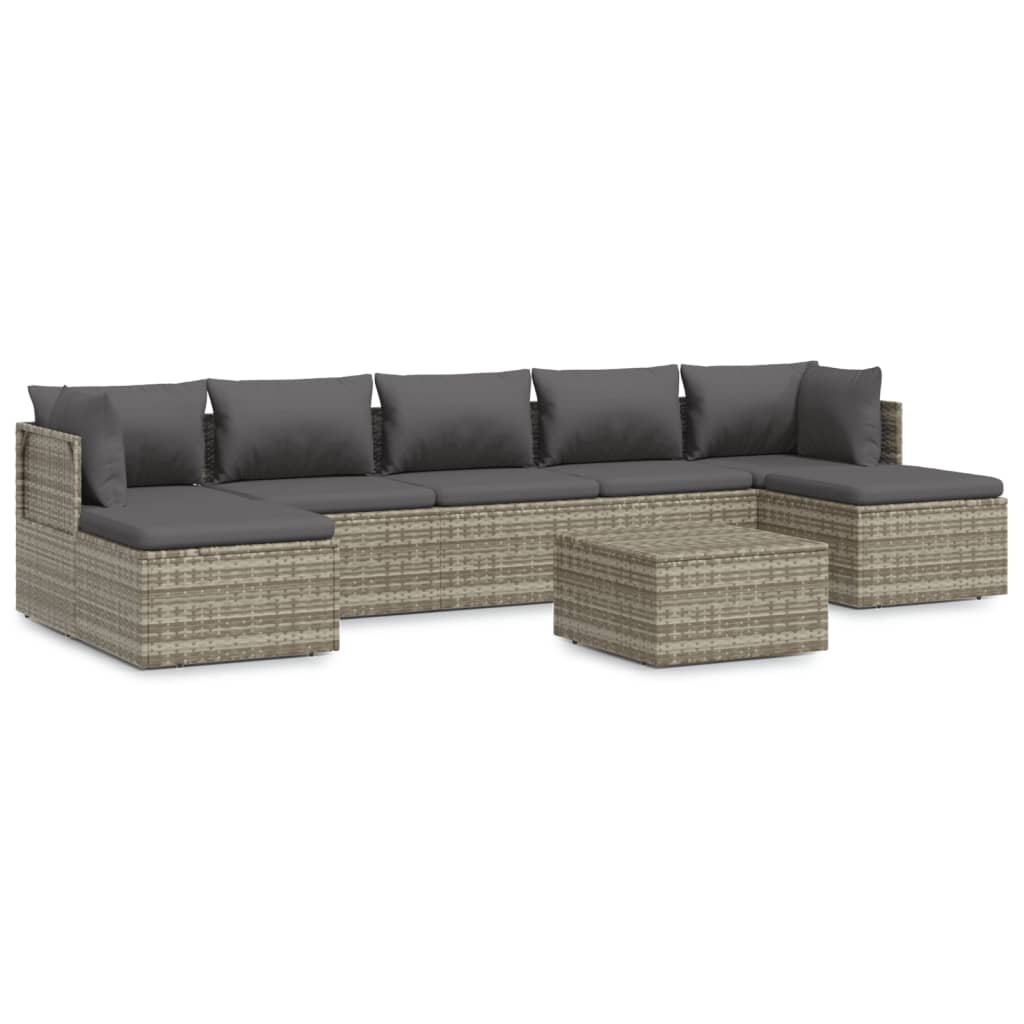 vidaXL Set Divani da Giardino 8 pz con Cuscini in Polyrattan Grigio