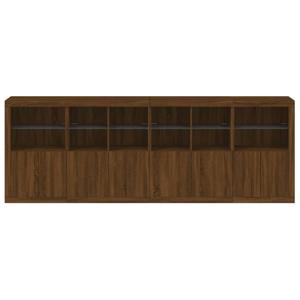 vidaXL Credenza con Luci LED Rovere Marrone 283x37x100 cm