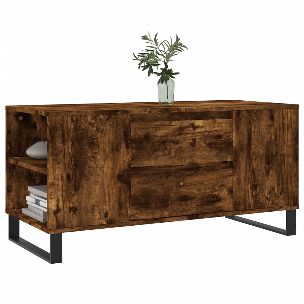 vidaXL Tavolino da Salotto Rovere Fumo 102x44,5x50cm Legno Multistrato