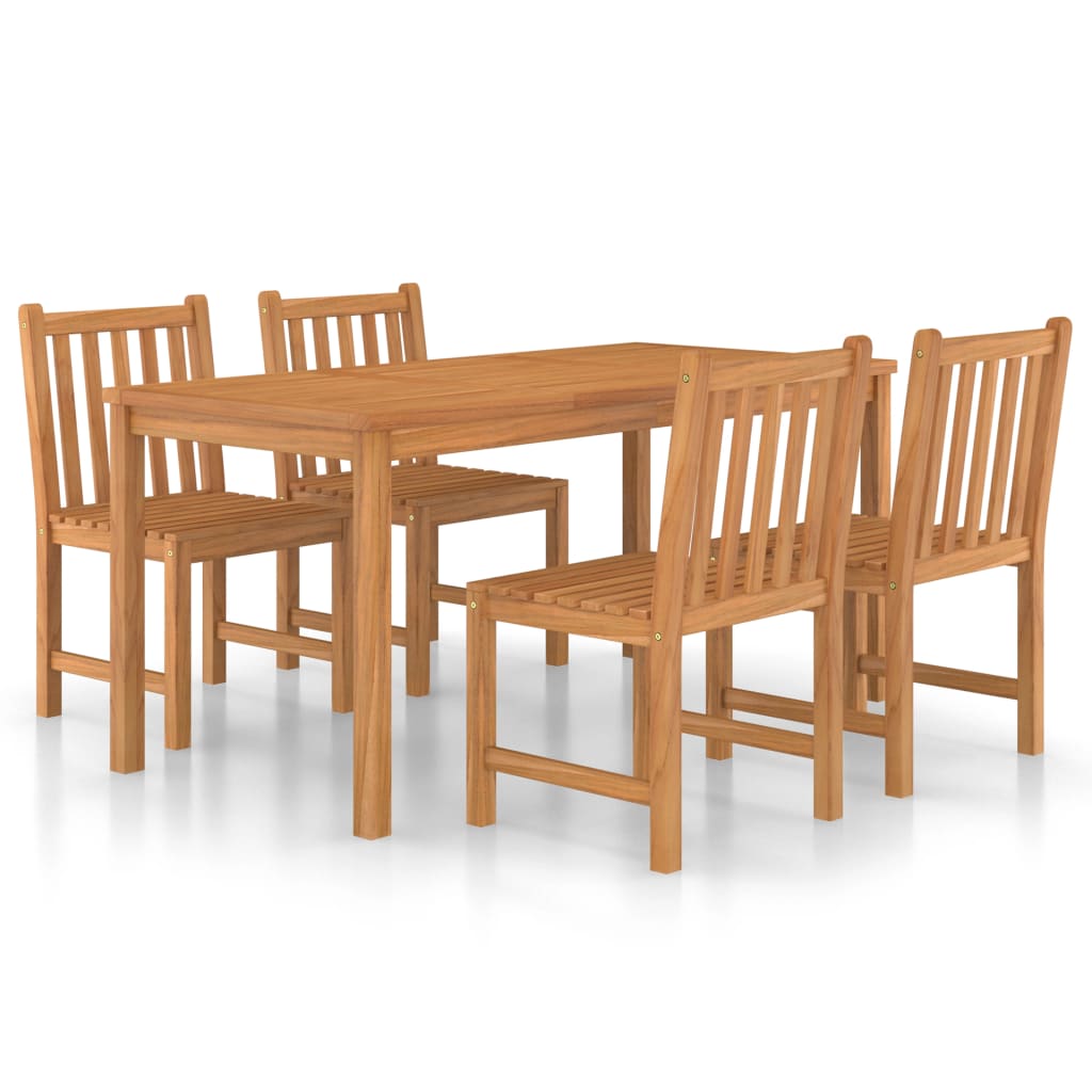 vidaXL Set da Pranzo per Esterni 5 pz in Legno Massello di Teak