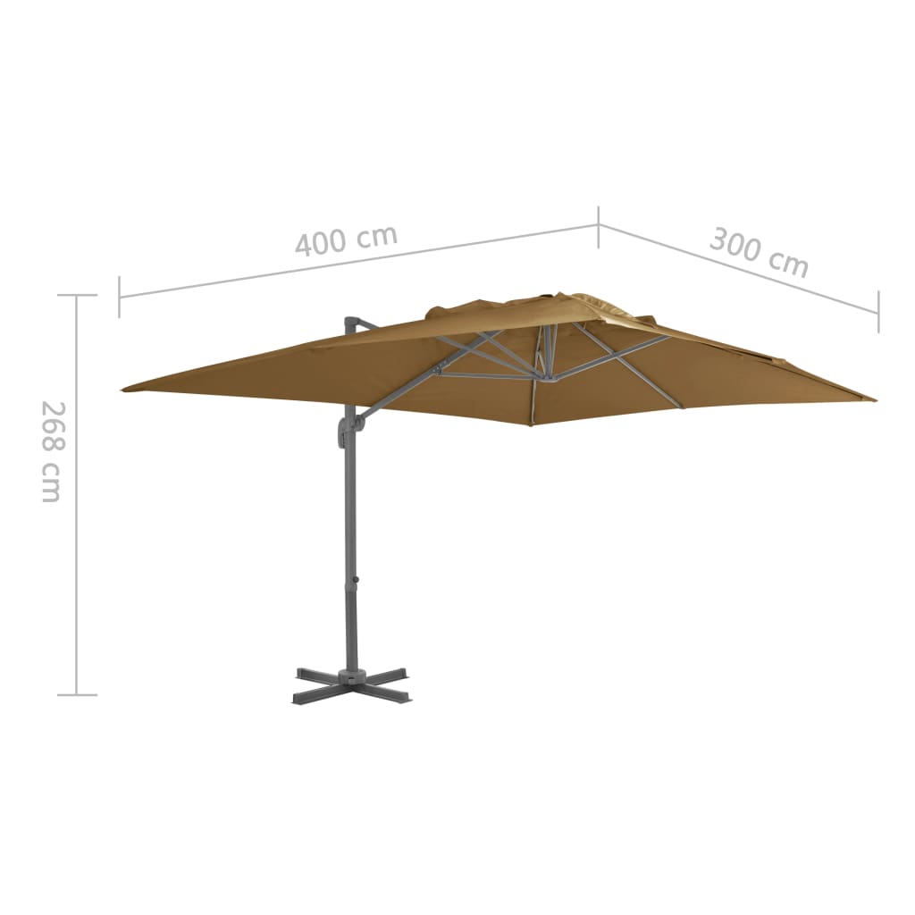 vidaXL Ombrellone da Giardino con Base Portatile Tortora