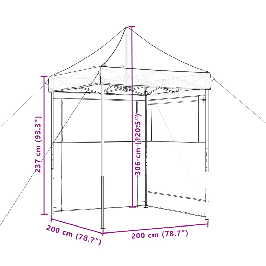 vidaXL Tendone per Feste Pieghevole Pop-Up con 2 Pareti Marrone