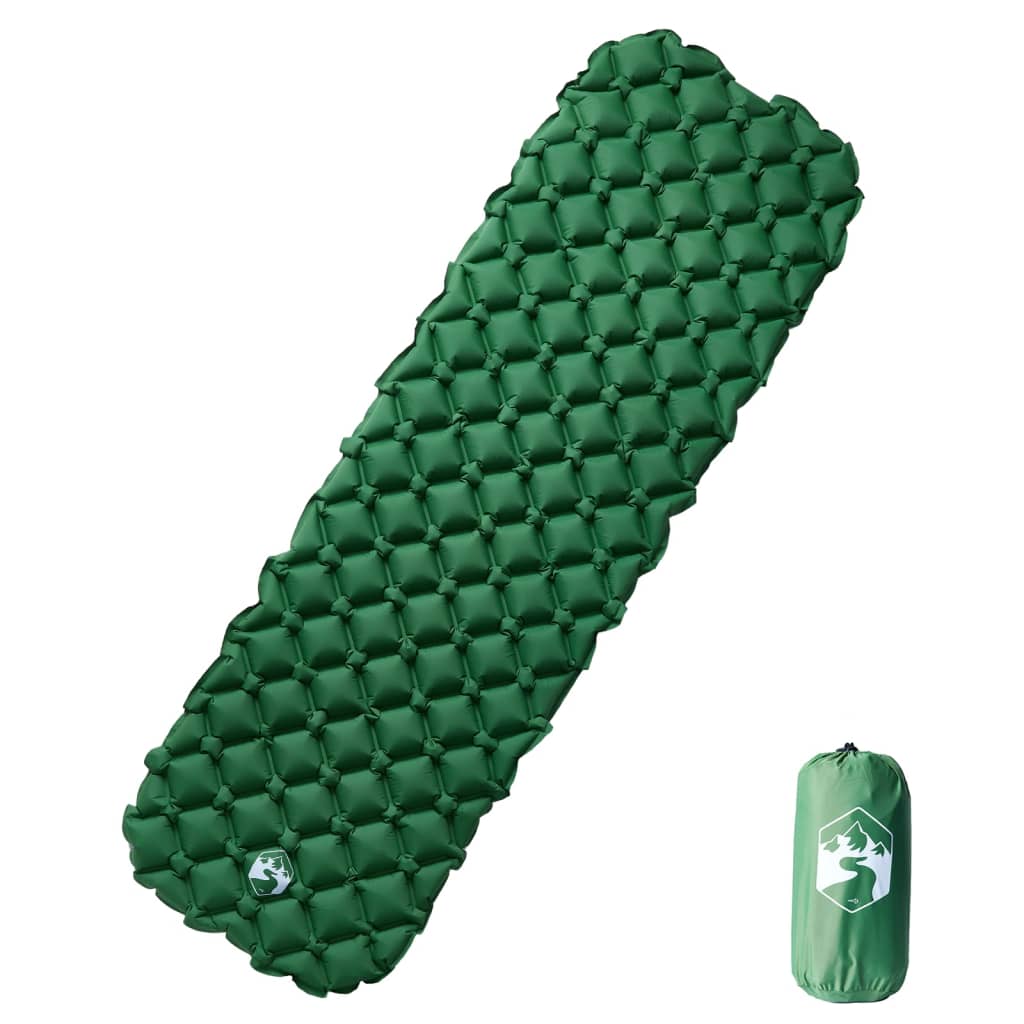 vidaXL Materasso da Campeggio Gonfiabile 1 Persona Verde 190x58x6 cm