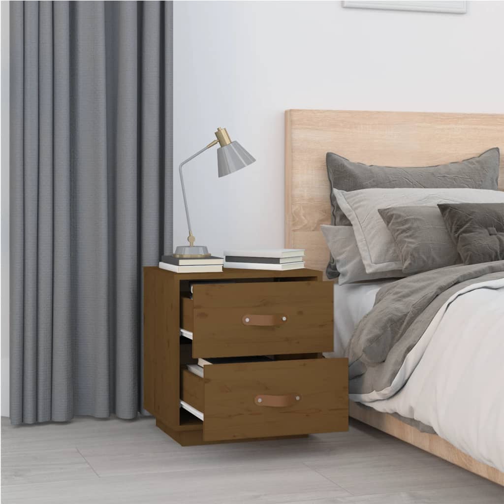  vidaXL Comodini 2 pz Ambrati 40x34x45 cm in Legno Massello di Pino