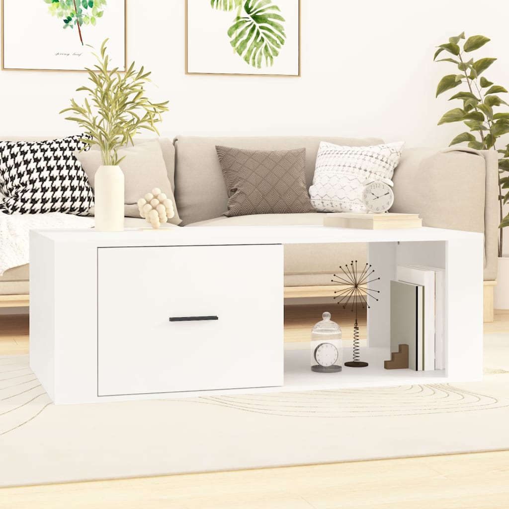 vidaXL Tavolino da Salotto Bianco 100x50,5x35 cm in Legno Multistrato